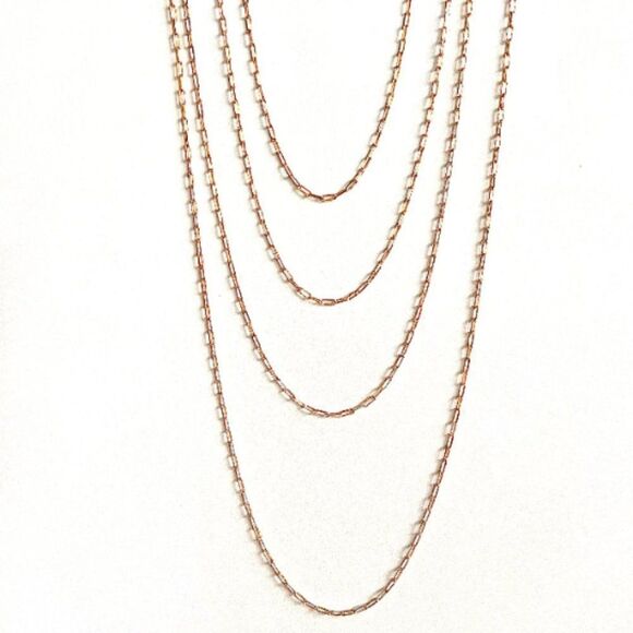 14k Solid Gold paperclip necklace | 1.5 mm paperclip chain | 16 inches long | - Picture 7 of 10